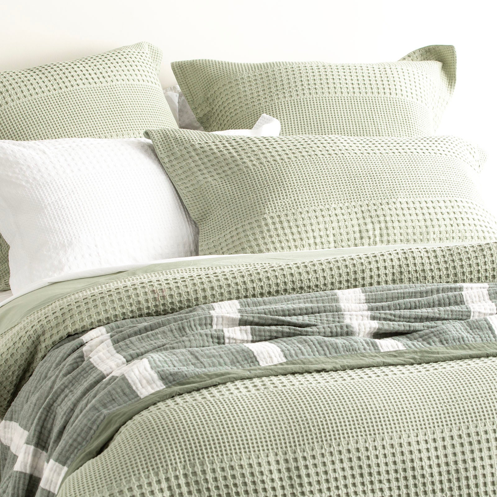 Elegance Waffle Cotton Jacquard Moss European Pillowcase by Renee Taylor-Home & Garden > Bedding > Pillowcases-PEROZ Accessories