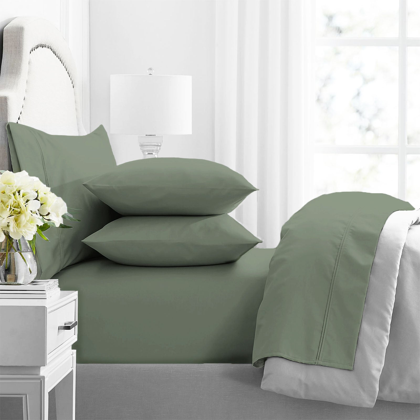 Premium 1000 Thread Count Egyptian Juniper Cotton Sheet Sets by Renee Taylor-Home & Garden > Bedding > Bed Sheets-PEROZ Accessories