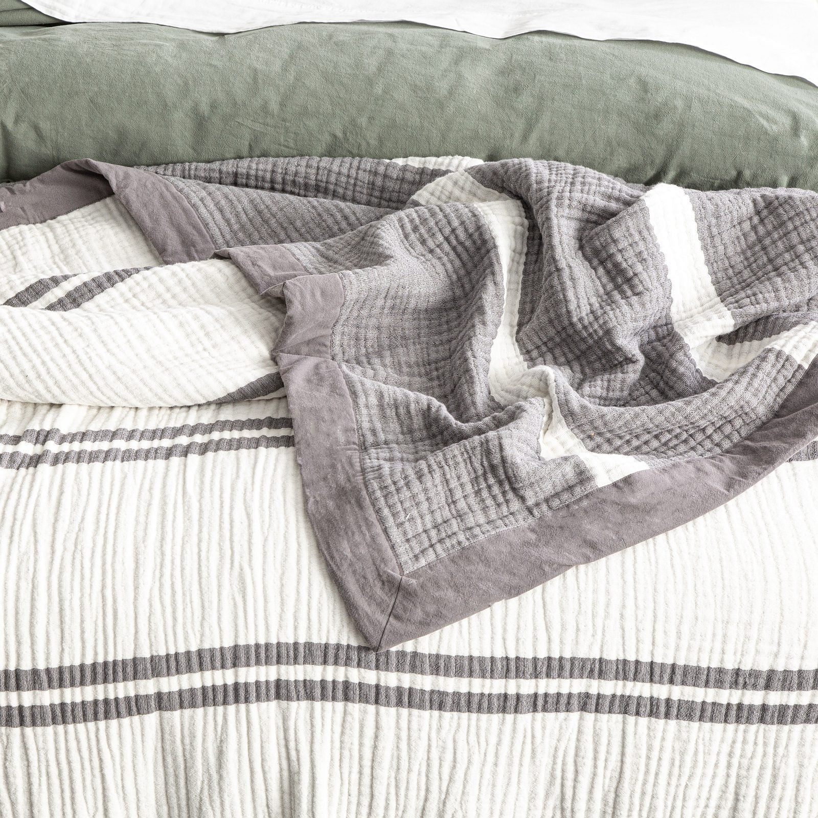 Brighton Washed Cotton Yarn Dyed Textured Nude Blanket by Renee Taylor-Home & Garden > Bedding > Blankets & Throws-PEROZ Accessories