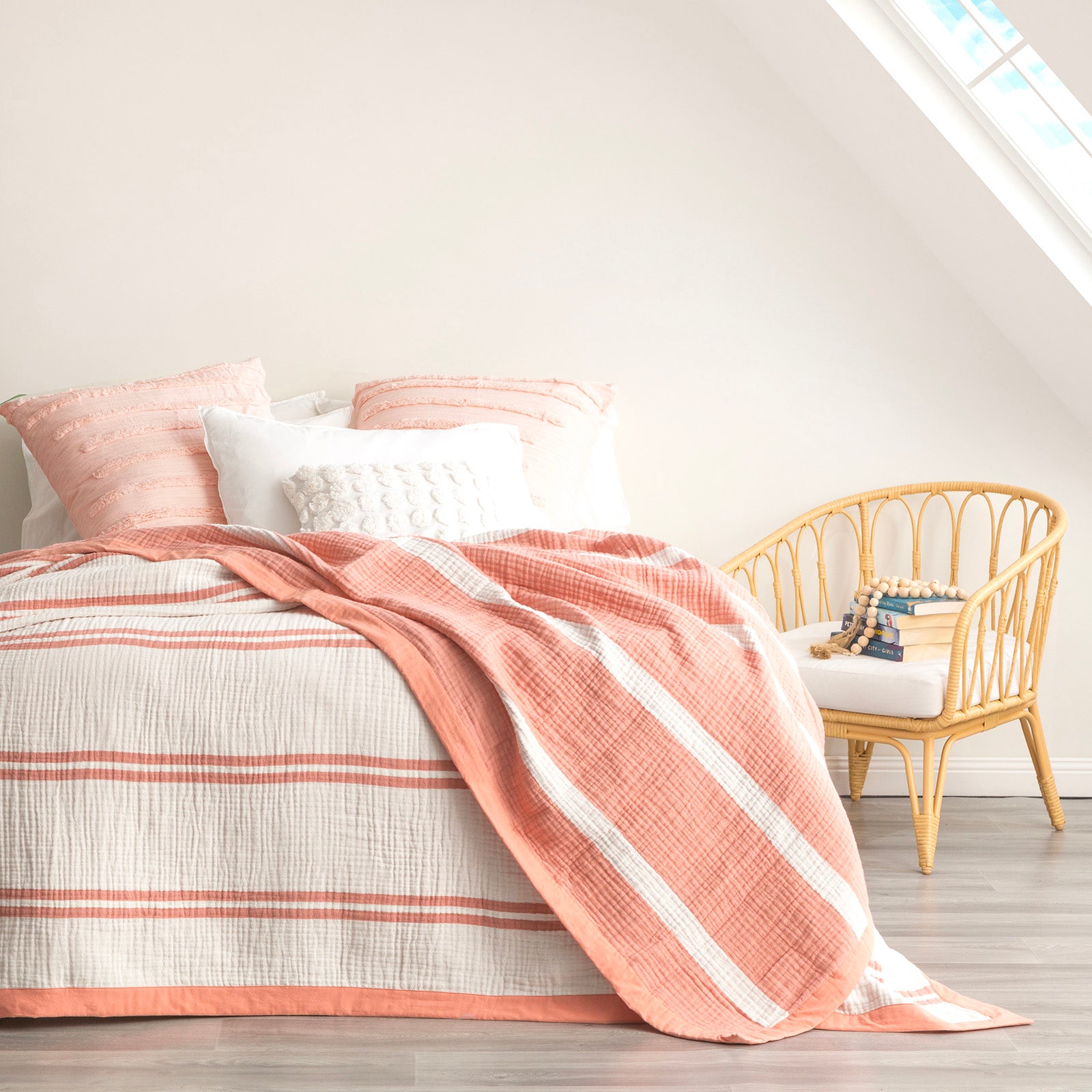 Brighton Washed Cotton Yarn Dyed Textured Mystic Blanket by Renee Taylor-Home & Garden > Bedding > Blankets & Throws-PEROZ Accessories