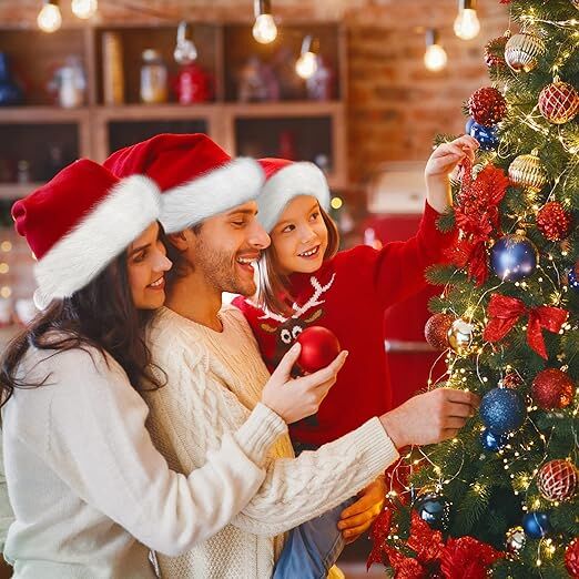 10Pack Christmas Santa Hats for Adults - Extra Thicken Velvet Santa Claus Hats for Women Men Fluffy Plush Xmas Hats Christmas Party Supplies New Year&