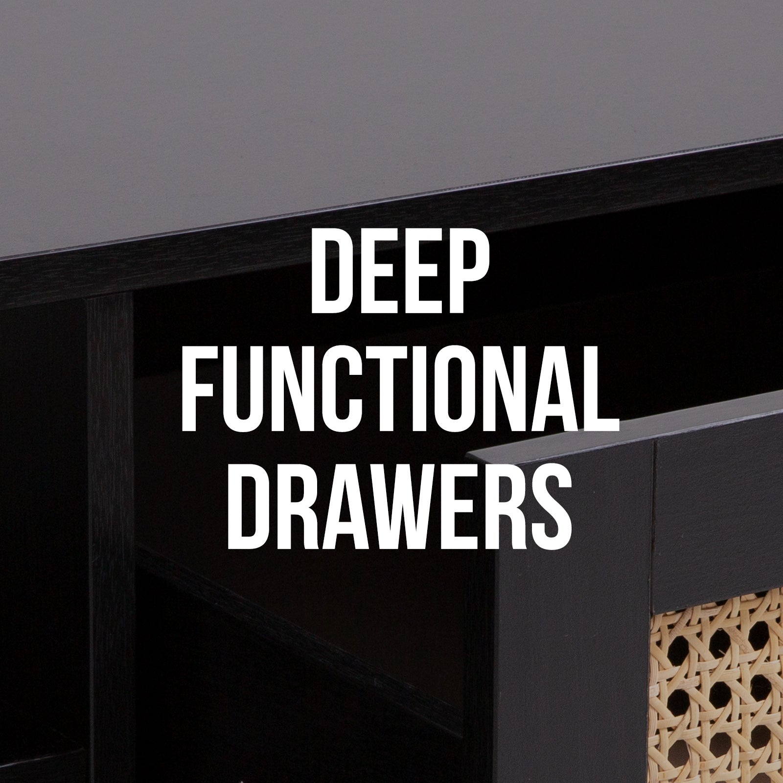Casa Decor Tulum Rattan Coffee Table Storage Drawer Furniture Wooden Black-Baby & Kids > Baby & Kid&