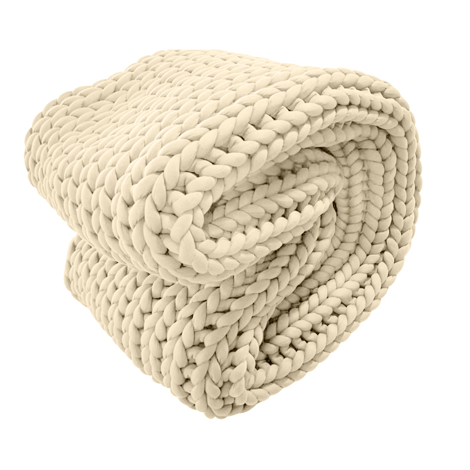 Royal Comfort Chunky Hand Knit Thick Weighted Blanket 6.3KG 203cm x 153cm - Cream-Home & Garden > Bedding-PEROZ Accessories