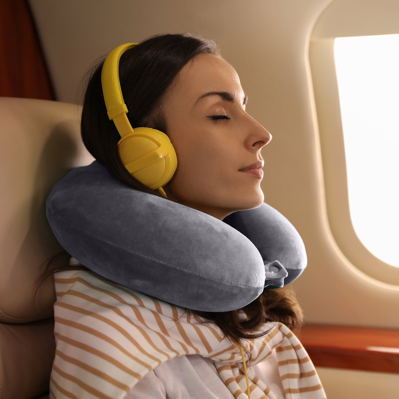 Milano Decor Memory Foam Travel Neck Pillow With Clip Cushion Support Soft Grey-Home & Garden > Bedding > Pillows-PEROZ Accessories