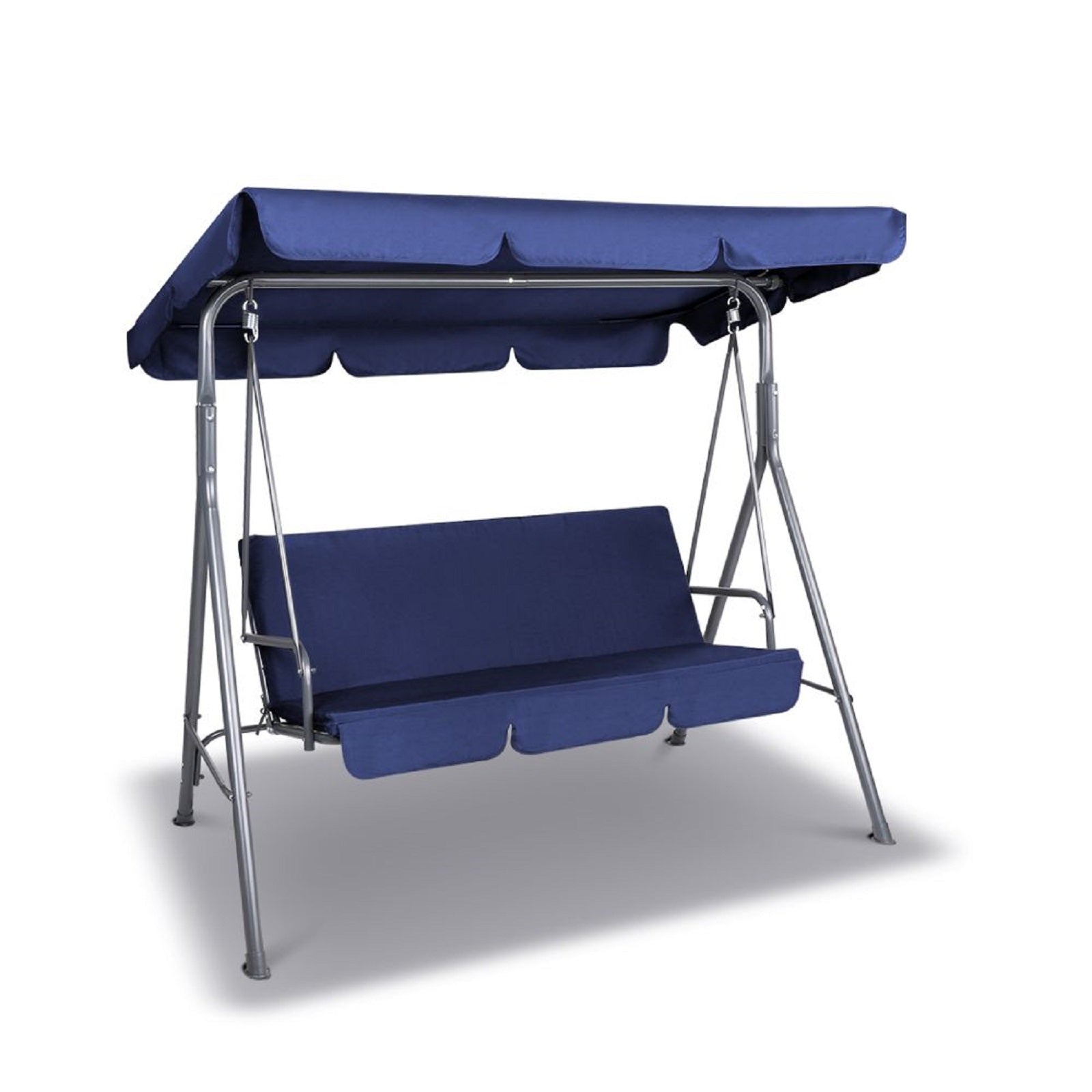 Milano Outdoor Swing Bench Seat Chair Canopy Furniture 3 Seater Garden Hammock - Dark Blue-Furniture > Outdoor > Outdoor Chairs-PEROZ Accessories