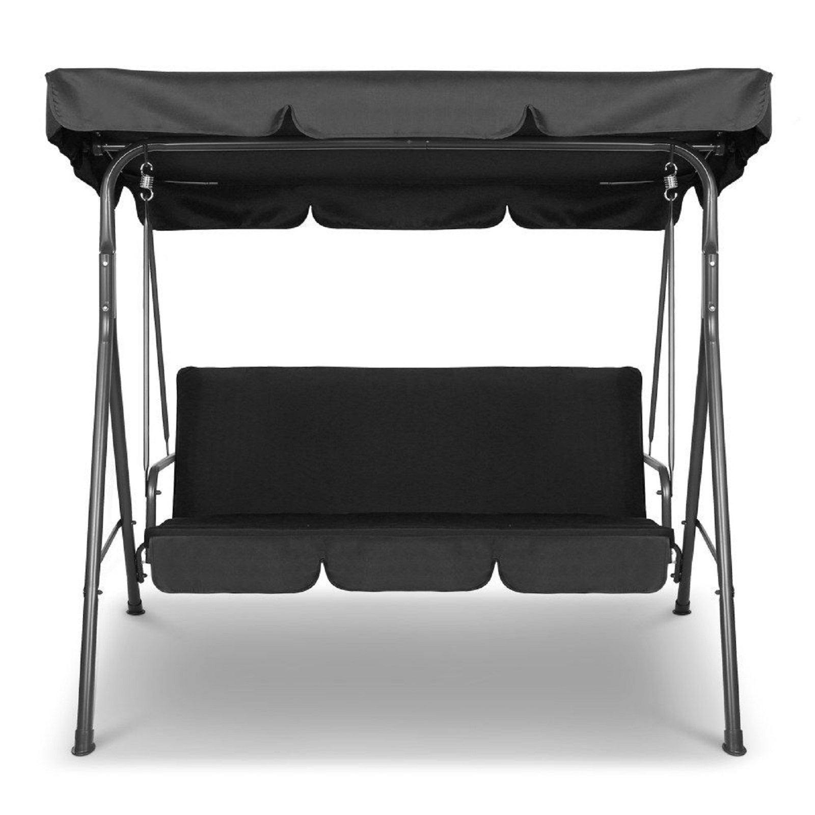 Milano Outdoor Swing Bench Seat Chair Canopy Furniture 3 Seater Garden Hammock - Black-Furniture > Outdoor > Outdoor Chairs-PEROZ Accessories
