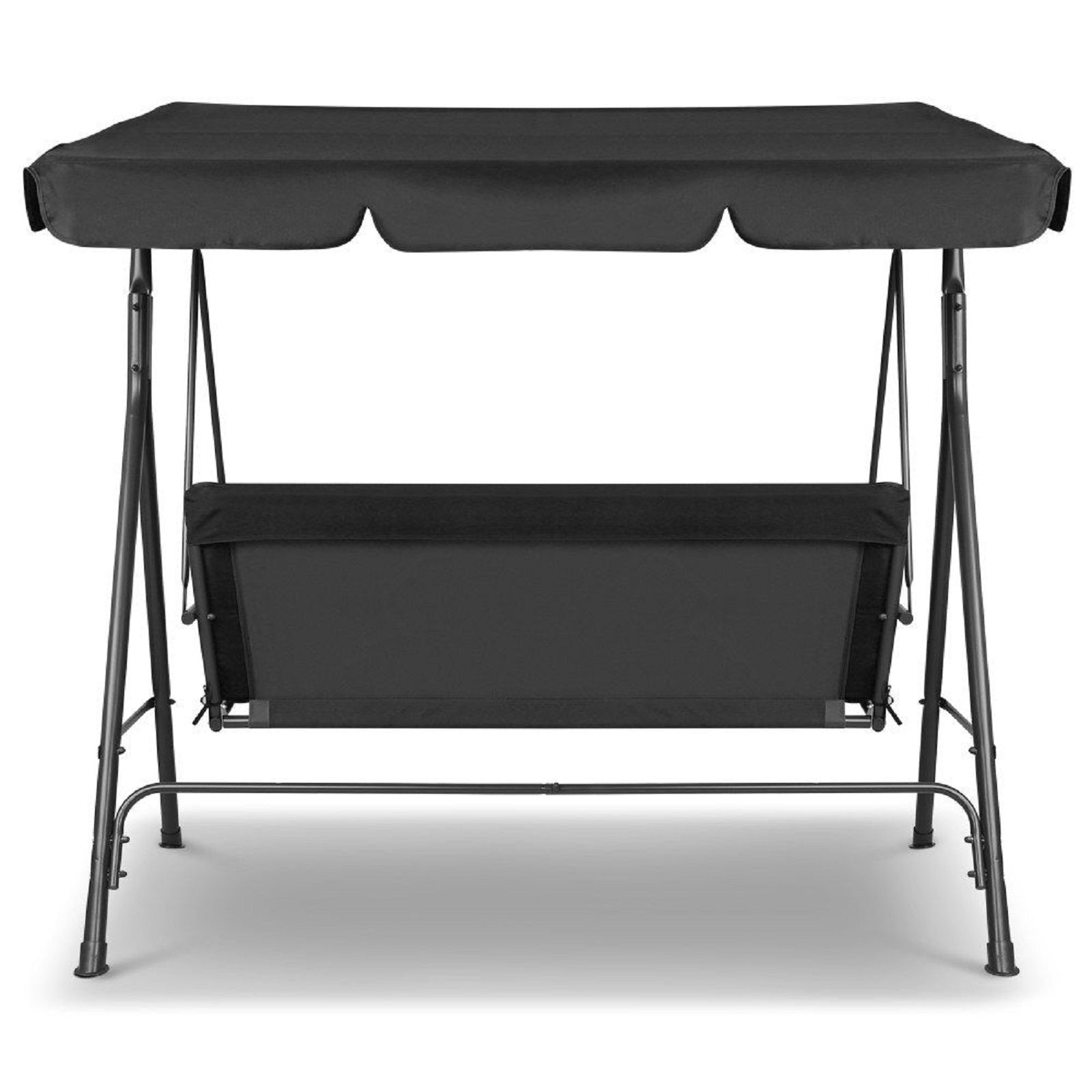Milano Outdoor Swing Bench Seat Chair Canopy Furniture 3 Seater Garden Hammock - Black-Furniture > Outdoor > Outdoor Chairs-PEROZ Accessories