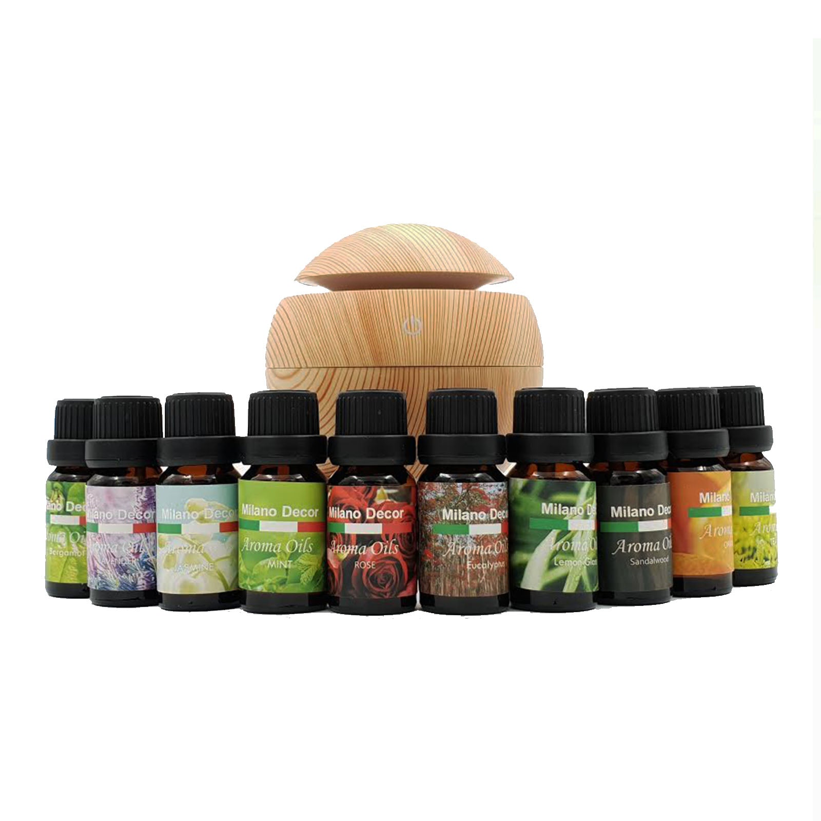 Milano Ultrasonic USB Diffuser with 10 Aroma Oils Humidifier LED Light 130ml - Light Wood-Appliances > Aroma Diffusers & Humidifiers > Aroma Diffusers-PEROZ Accessories