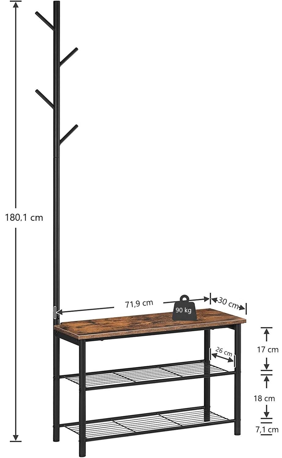 Multifunctional Entryway Coat Rack Shoe Bench for Living Room and Bedroom-Coat Racks-PEROZ Accessories
