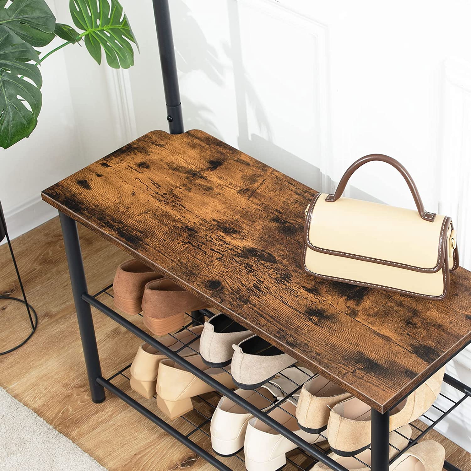 Multifunctional Entryway Coat Rack Shoe Bench for Living Room and Bedroom-Coat Racks-PEROZ Accessories