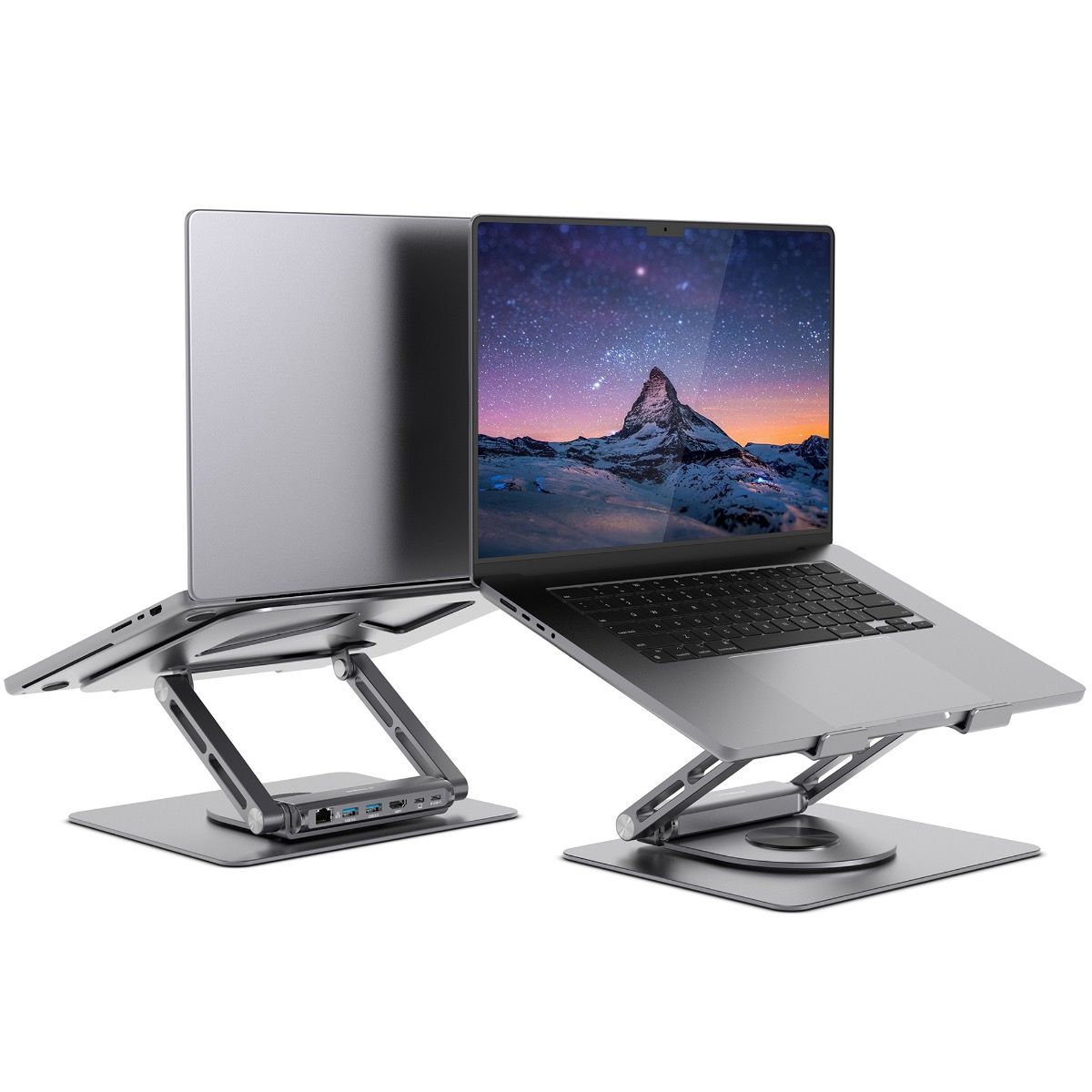 mbeat Stage S12 Rotating Laptop Stand with USB-C Docking Station - Space Grey-Electronics > Computer Accessories-PEROZ Accessories