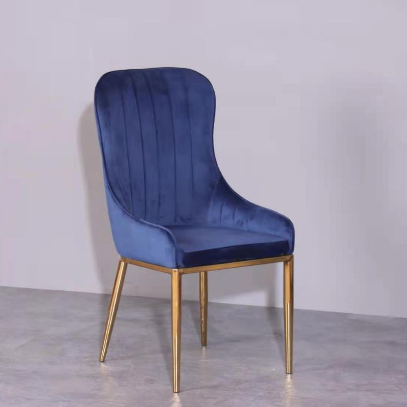 Vivian Blue Gold Velvet Dining Chair-Furniture > Dining > Kitchen & Dining Chairs-PEROZ Accessories