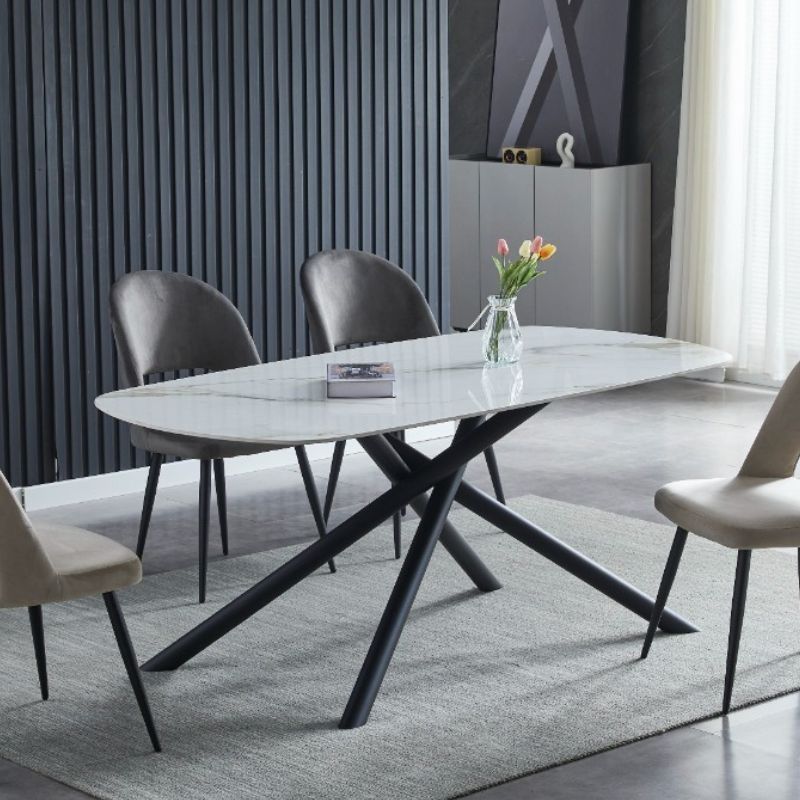 Dining Table Marble Stone Top Rounded Rectangular-Furniture > Living Room > Coffee Tables-PEROZ Accessories