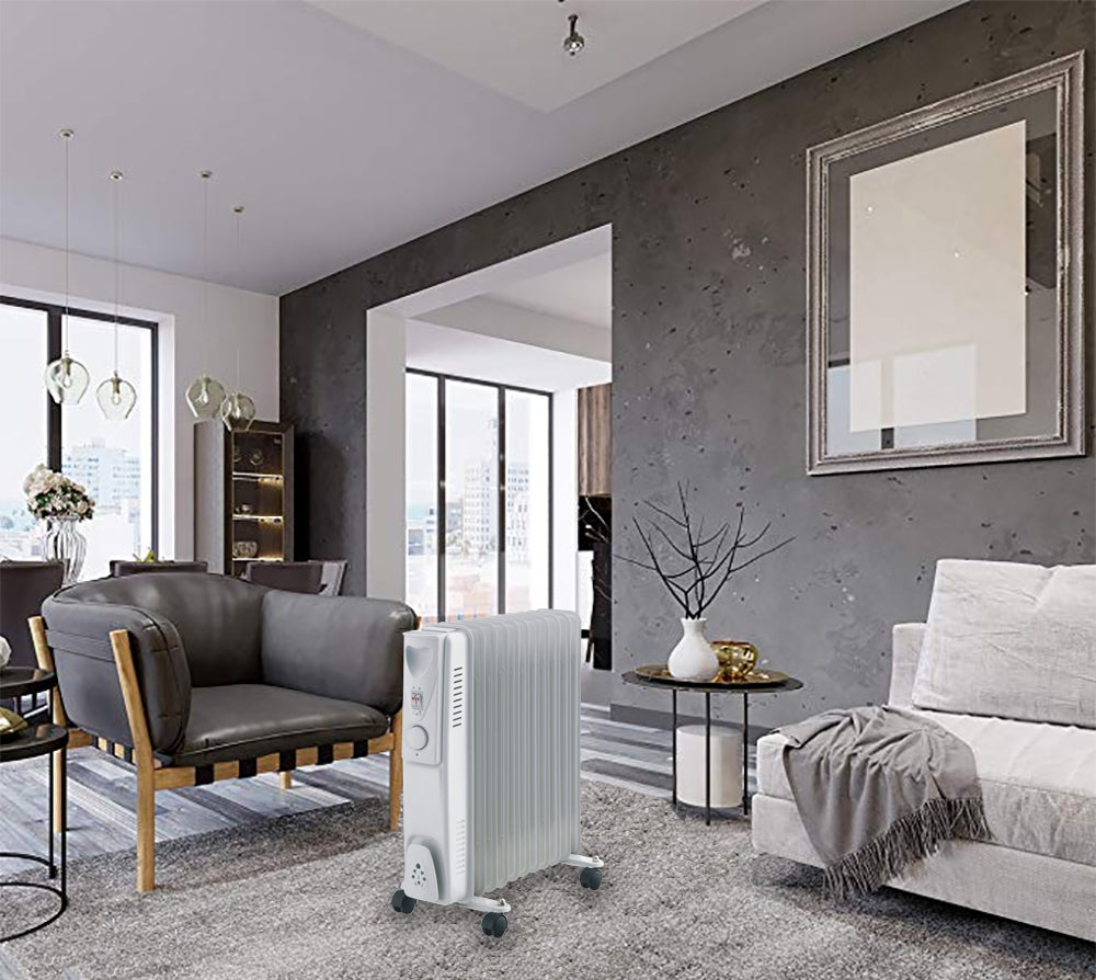 11-Fin Oil Column Heater 2400W w/ 3 Heat Settings & Wheels-Appliances > Heaters-PEROZ Accessories