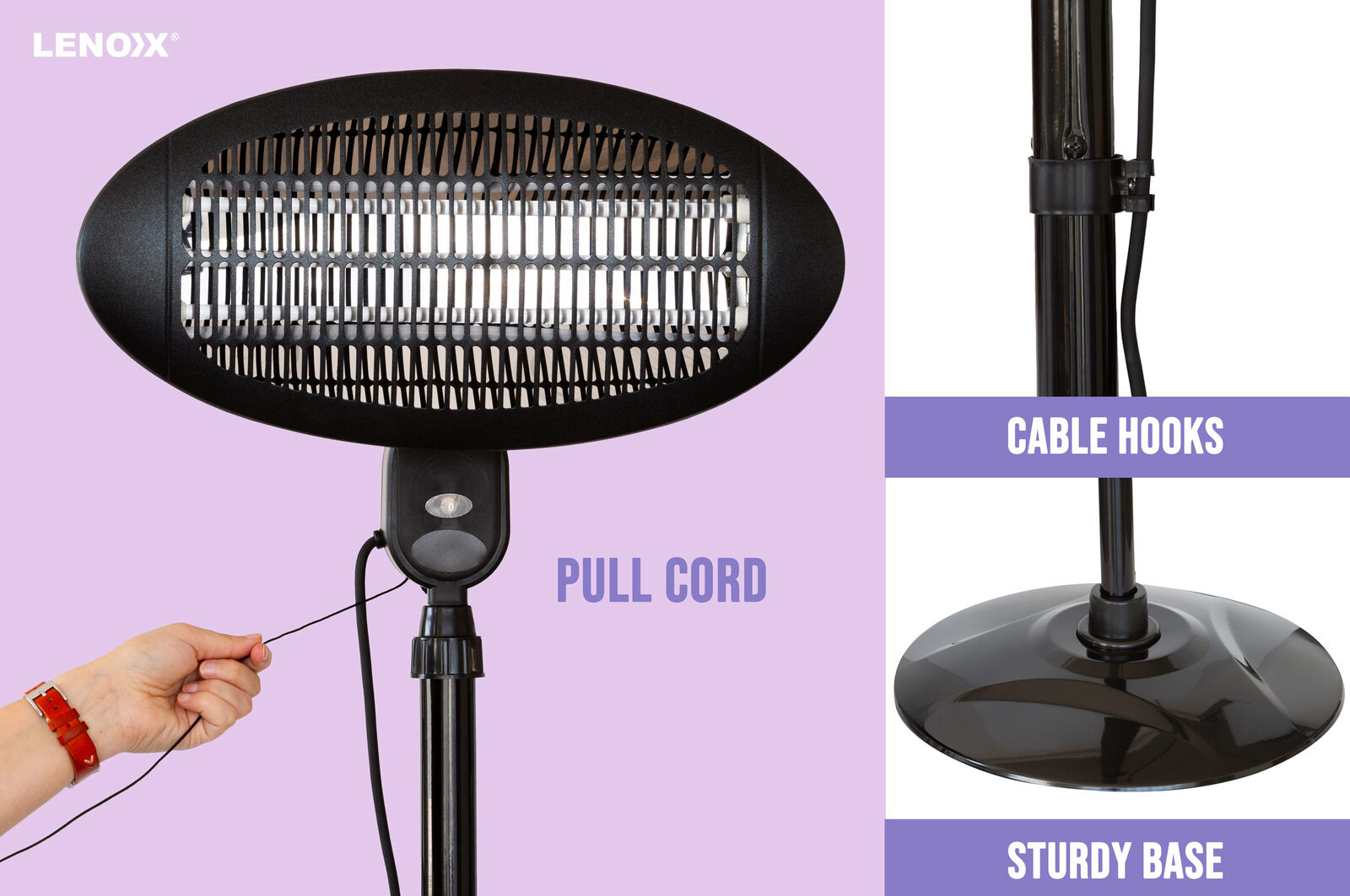 2000W 2.1m Free Standing Adjustable Portable Outdoor Electric Patio Heater Black-Appliances > Heaters-PEROZ Accessories