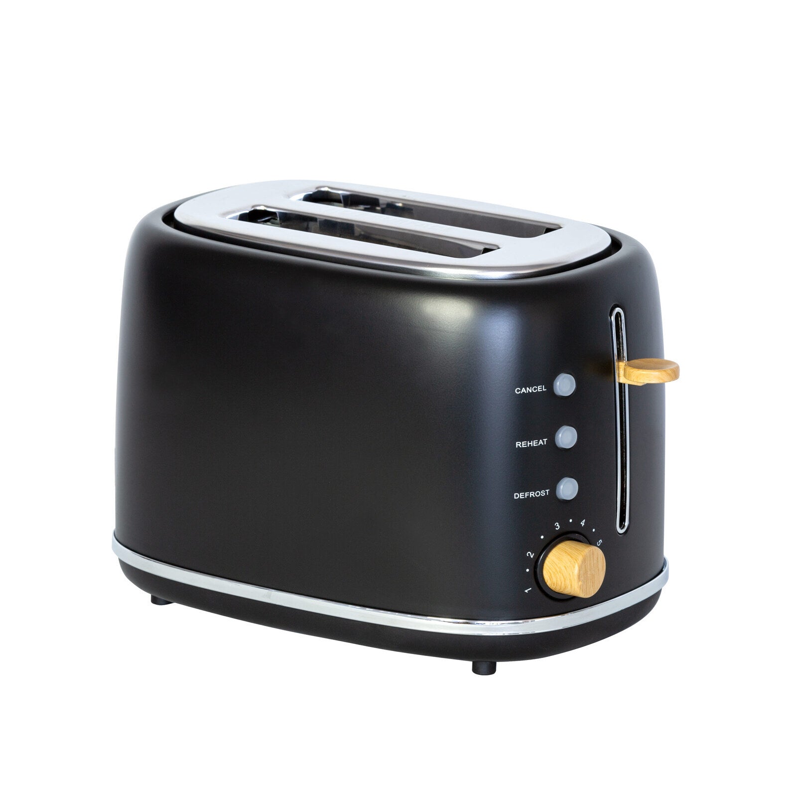 2-Slice Bread Toaster in Black w/ Wood Accents-Appliances > Kitchen Appliances-PEROZ Accessories