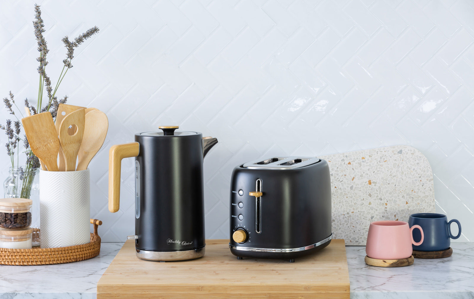 2-Slice Bread Toaster in Black w/ Wood Accents-Appliances > Kitchen Appliances-PEROZ Accessories