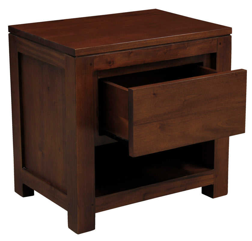 Amsterdam Solid Mahogany Timber 1 Drawer Bedside Table (Mahogany)-Furniture > Bedroom > Bedside Tables-PEROZ Accessories