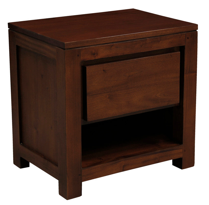 Amsterdam Solid Mahogany Timber 1 Drawer Bedside Table (Mahogany)-Furniture > Bedroom > Bedside Tables-PEROZ Accessories