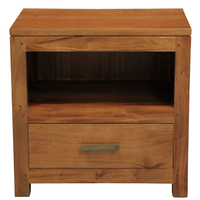 Paris 1 Drawer Solid Mahogany Timber Lamp Table (Light Pecan)-Furniture > Bedroom > Bedside Tables-PEROZ Accessories