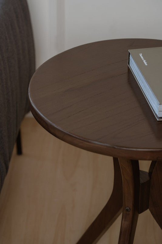 Gatsby Round Side Table - Small (Walnut)-Furniture > Living Room > Side Tables-PEROZ Accessories