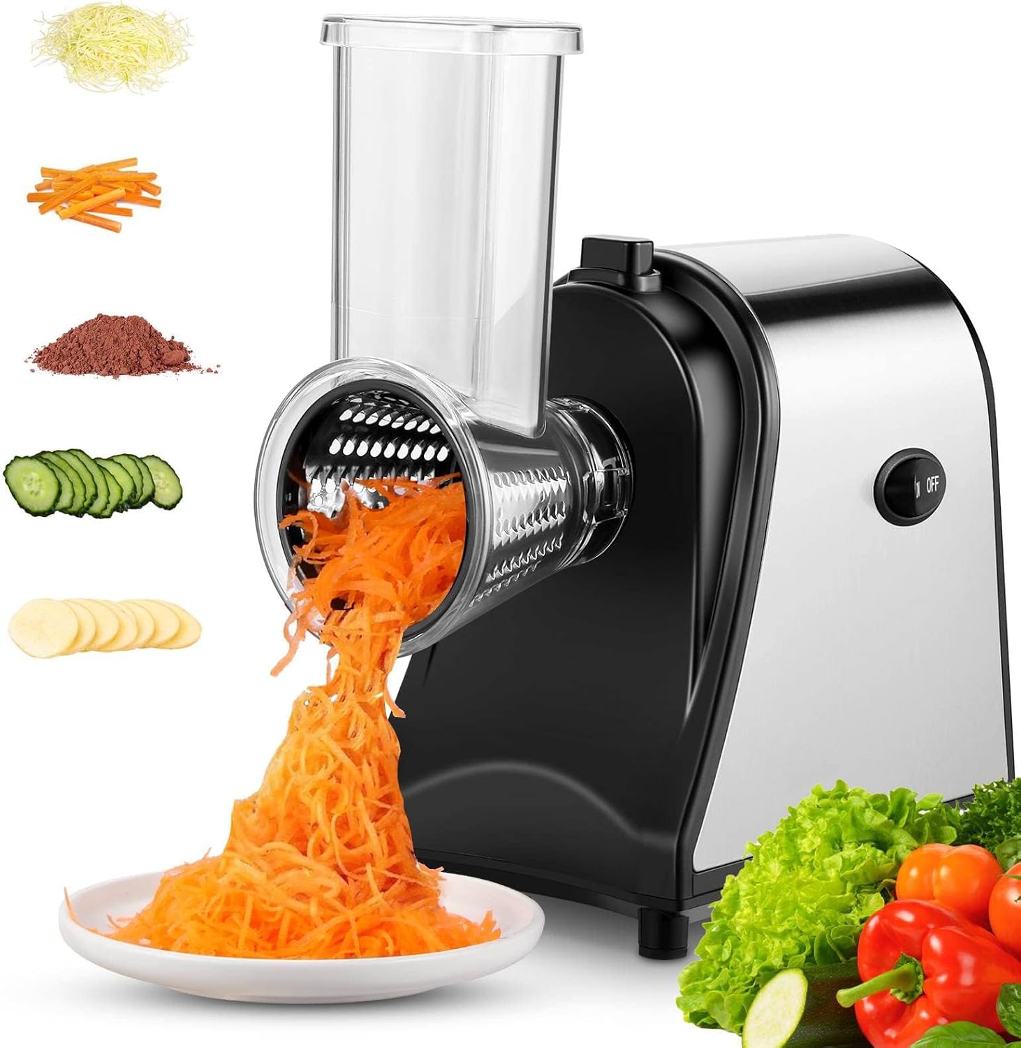 Electric Grater Vegetable Food Rotary Drum Grater Chopper Slicer-Electric Graters-PEROZ Accessories