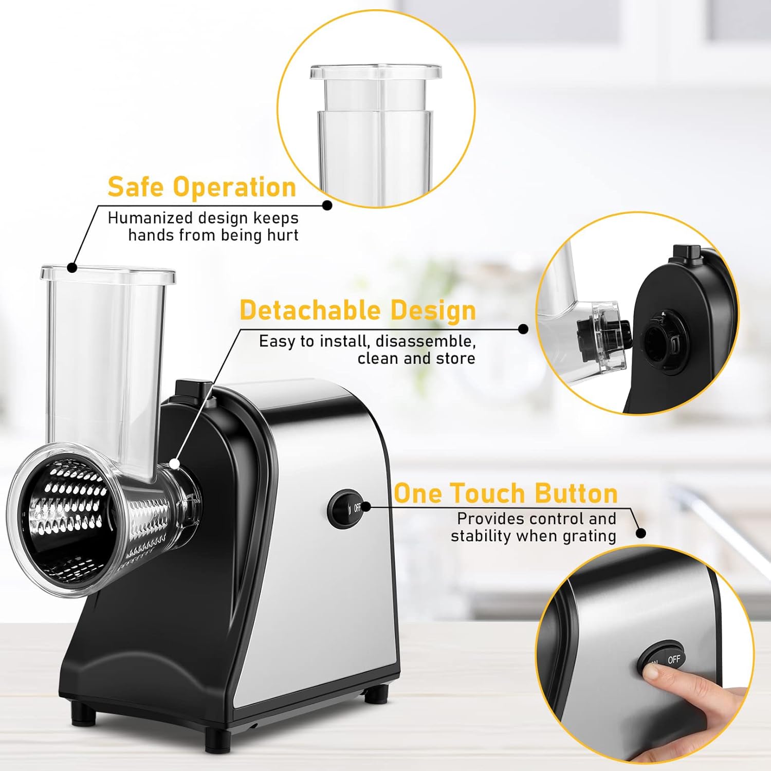 Electric Grater Vegetable Food Rotary Drum Grater Chopper Slicer-Electric Graters-PEROZ Accessories
