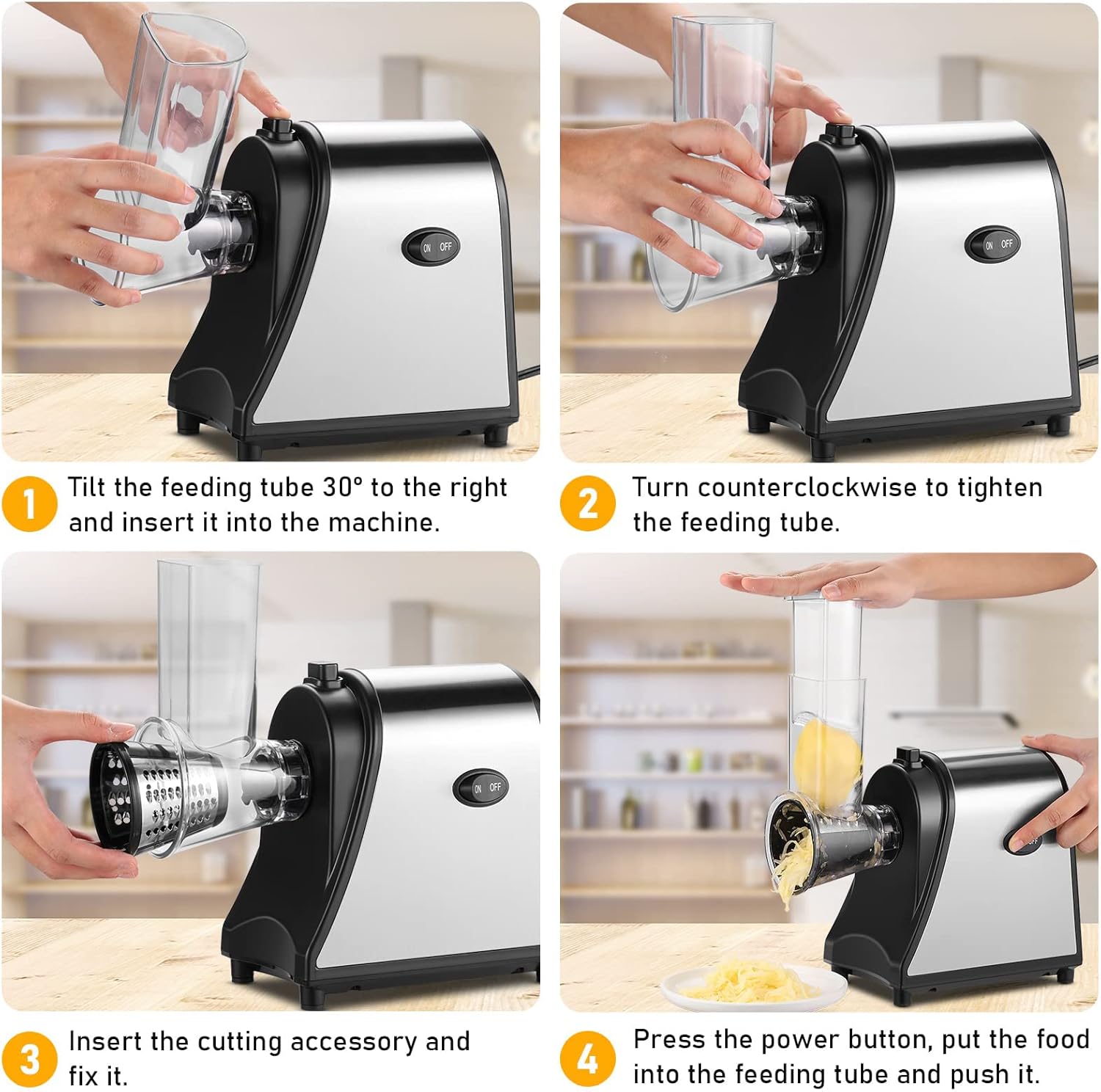 Electric Grater Vegetable Food Rotary Drum Grater Chopper Slicer-Electric Graters-PEROZ Accessories