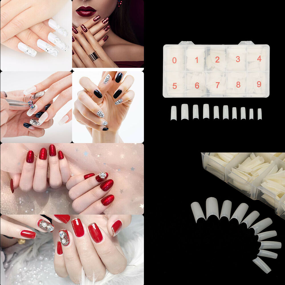 500Pcs Fake French Nail Tips White Clear Stiletto False Gel Pointy Art Acrylic-Health & Beauty > Makeup > Nail Care-PEROZ Accessories