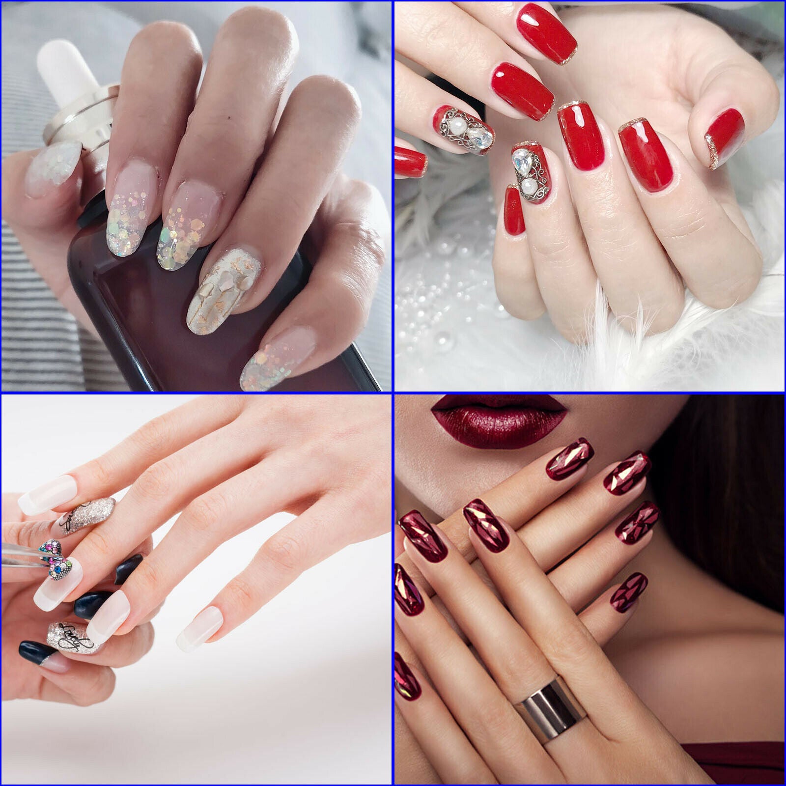 500Pcs Fake French Nail Tips White Clear Stiletto False Gel Pointy Art Acrylic-Health & Beauty > Makeup > Nail Care-PEROZ Accessories