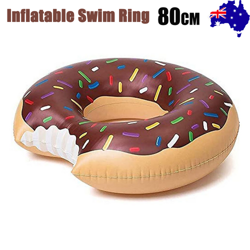 Coffee Inflatable Giant Donut Raft Swim Ring Float Swimming Pool Beach Lounge Pink Coff 80CM-Baby & Kids > Ride On Cars, Go-karts & Bikes > Ride On Cars-PEROZ Accessories