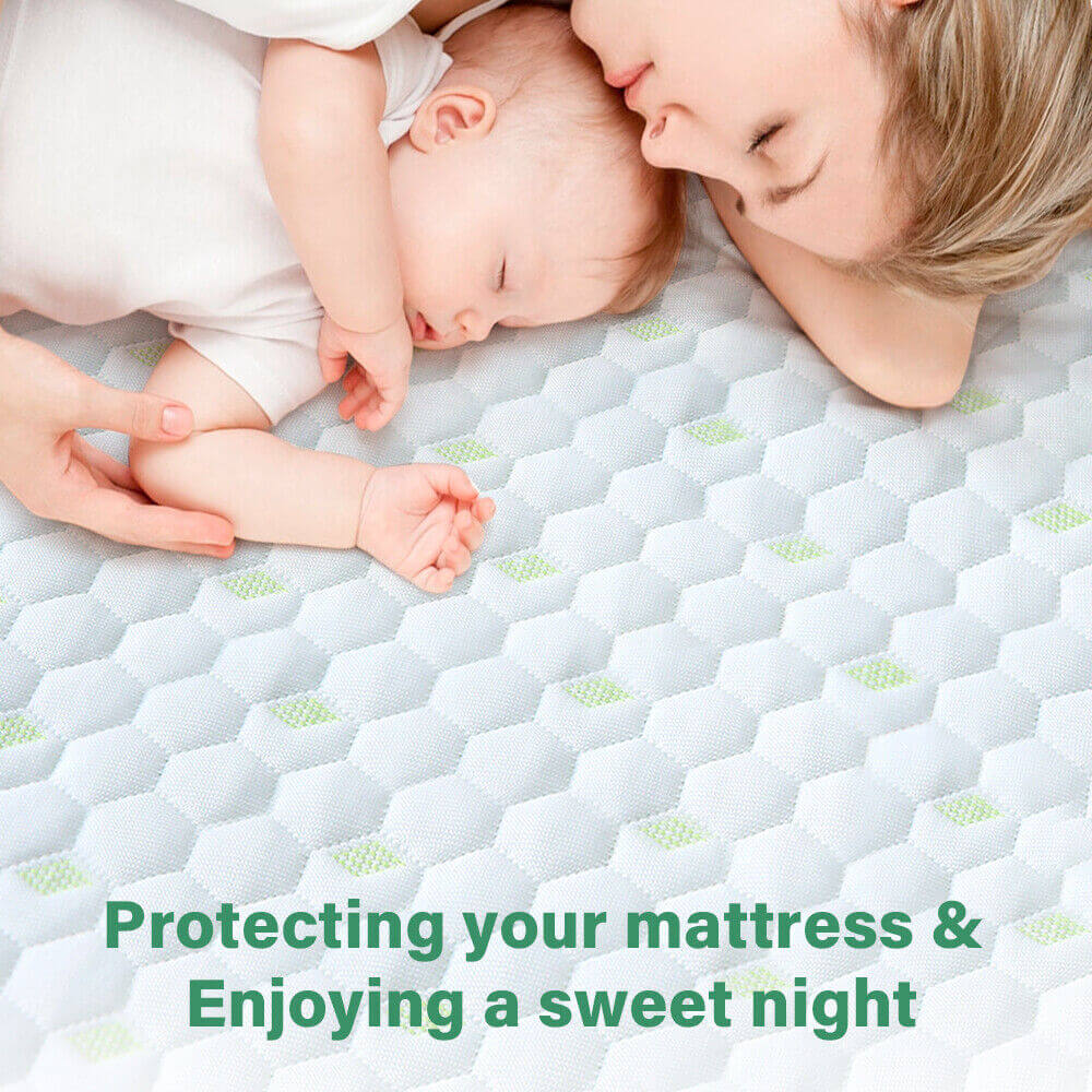 Mattress Protector Bamboo Cotton Mattress Cover Waterproof S Fitted Cover-Furniture > Mattresses > Mattress Toppers-PEROZ Accessories