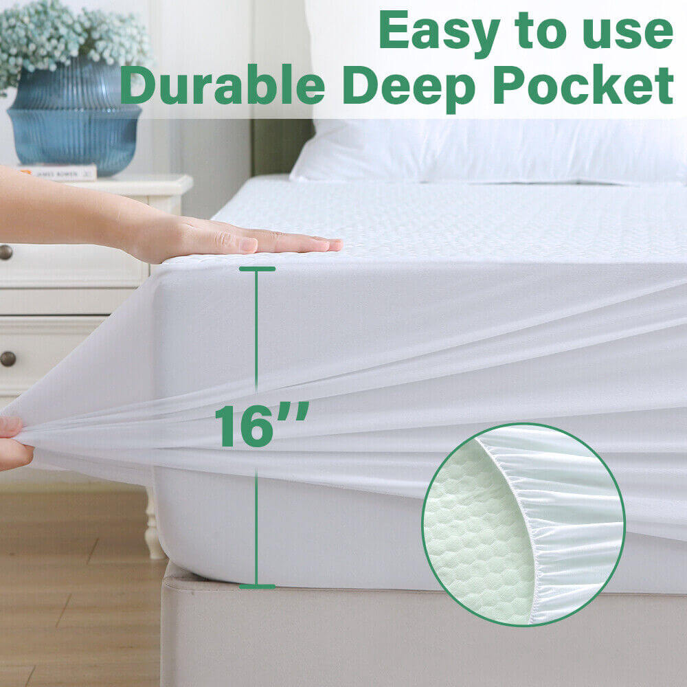 Mattress Protector Bamboo Cotton Mattress Cover Waterproof S Fitted Cover-Furniture > Mattresses > Mattress Toppers-PEROZ Accessories