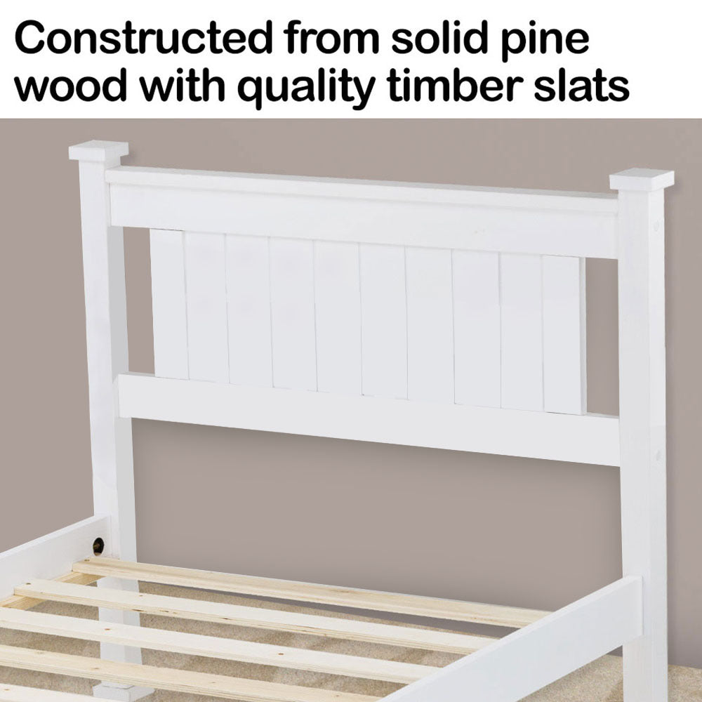KINGSTON SLUMBER Single Wooden Bed Frame, Bedroom Furniture for Kids and Adults-Furniture > Bedroom > Beds & Bed Frames-PEROZ Accessories