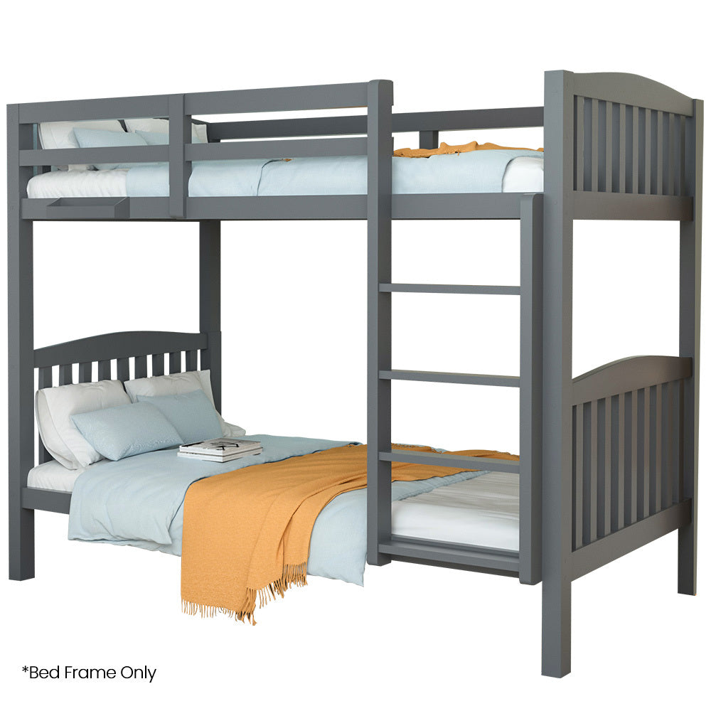 Kingston Slumber Single Bunk Bed Frame Solid Pine Wood Timber, Modular Design, Grey-Furniture > Bedroom > Beds & Bed Frames-PEROZ Accessories