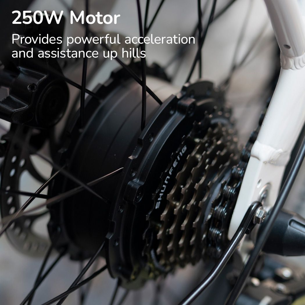 VALK Shuttle 5 Electric Folding Bike, Gen II, 20" Tyres, Shimano 7-Speed, White-Sports & Fitness > Bikes & Accessories-PEROZ Accessories