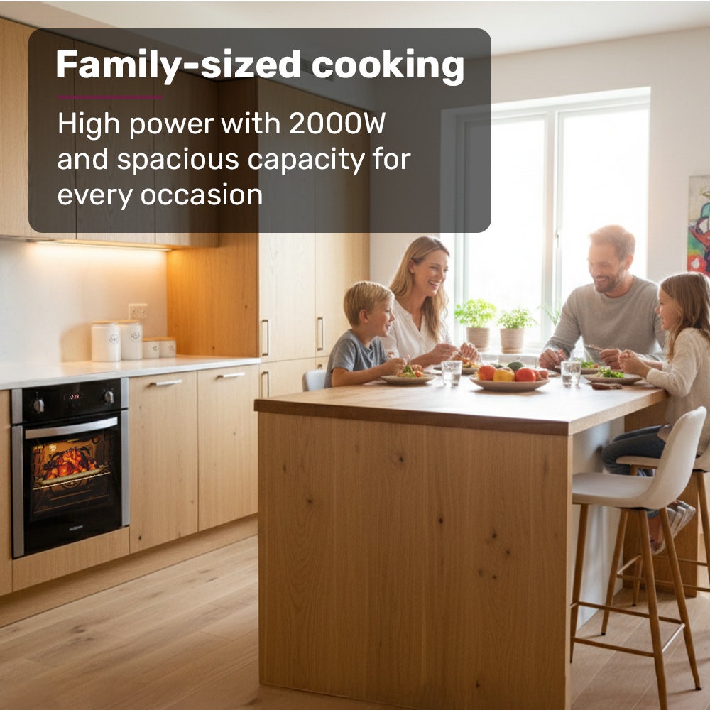 EuroChef 60cm Stainless Built-in 70L Grill 8 Function Fan Forced Electric Wall Oven-Wall Ovens-PEROZ Accessories