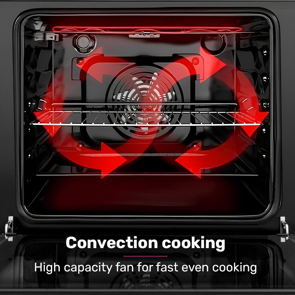 EuroChef 60cm Stainless Built-in 70L Grill 8 Function Fan Forced Electric Wall Oven-Wall Ovens-PEROZ Accessories
