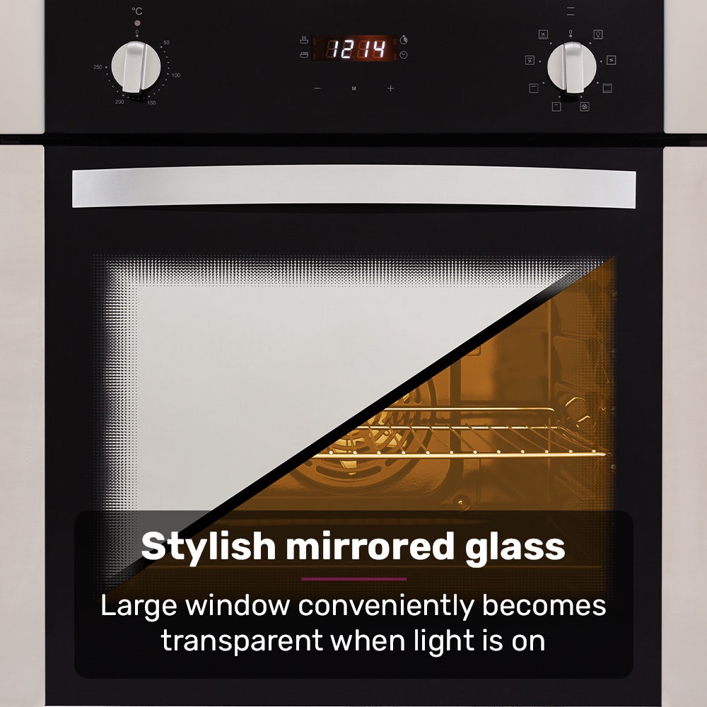 EuroChef 60cm Stainless Built-in 70L Grill 8 Function Fan Forced Electric Wall Oven-Wall Ovens-PEROZ Accessories