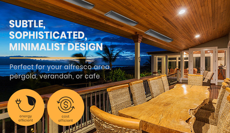 2 x BIO 2400W Outdoor Strip Heater, Radiant Electric Slimline Heat Bar Panel, 10A Plug-Appliances > Heaters-PEROZ Accessories