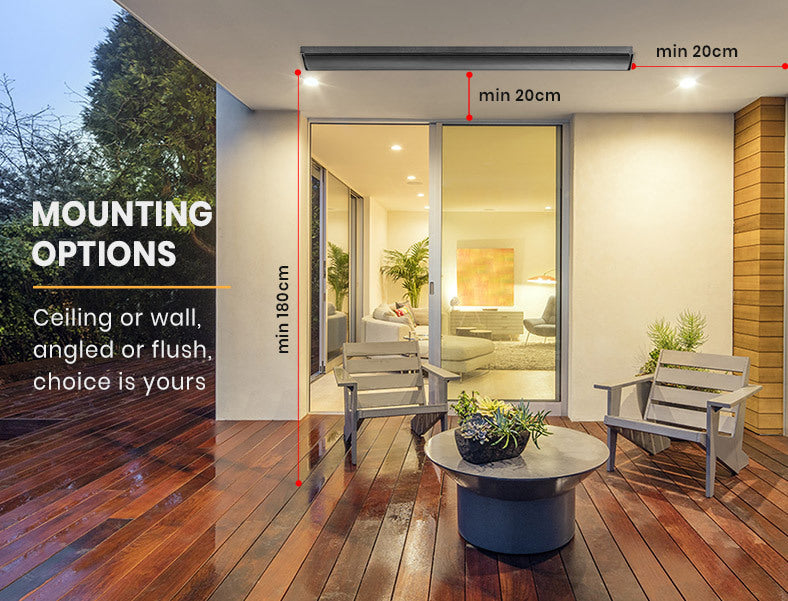 2 x BIO 2400W Outdoor Strip Heater, Radiant Electric Slimline Heat Bar Panel, 10A Plug-Appliances > Heaters-PEROZ Accessories