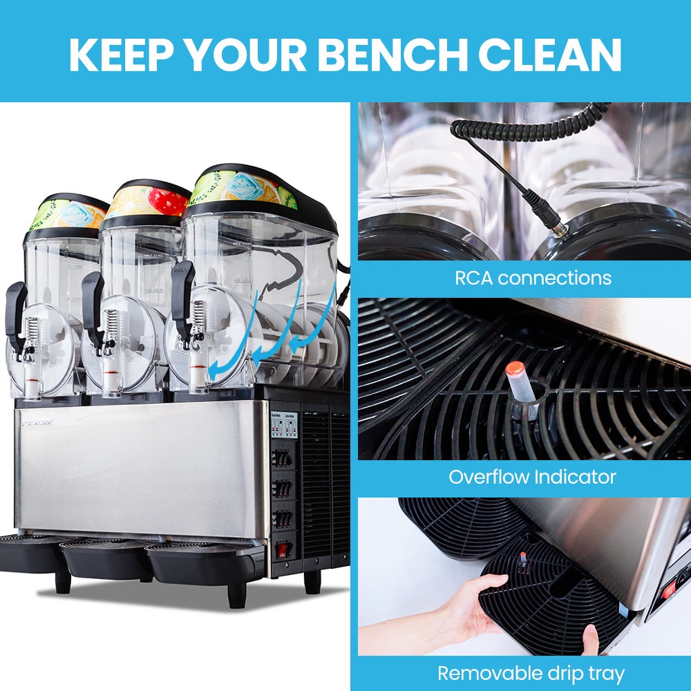 POLYCOOL 36L Slushie Machine Granita Commercial Slush Slurpee Maker Slushy Juice-Slushie Machines-PEROZ Accessories