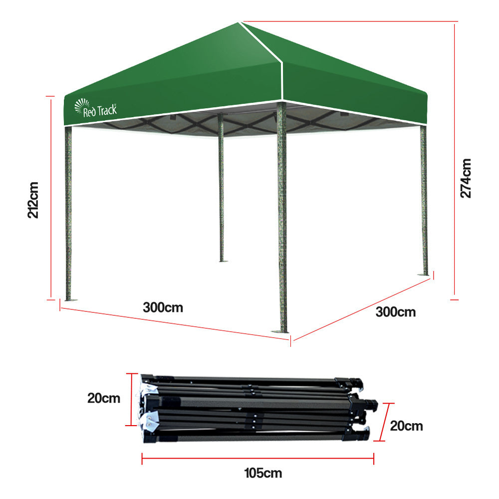 Red Track 3x3m Folding Gazebo Shade Outdoor Pop-Up Green Foldable Marquee-Gazebos-PEROZ Accessories
