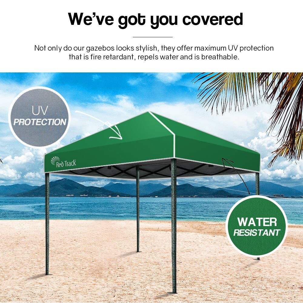 Red Track 3x3m Folding Gazebo Shade Outdoor Pop-Up Green Foldable Marquee-Gazebos-PEROZ Accessories