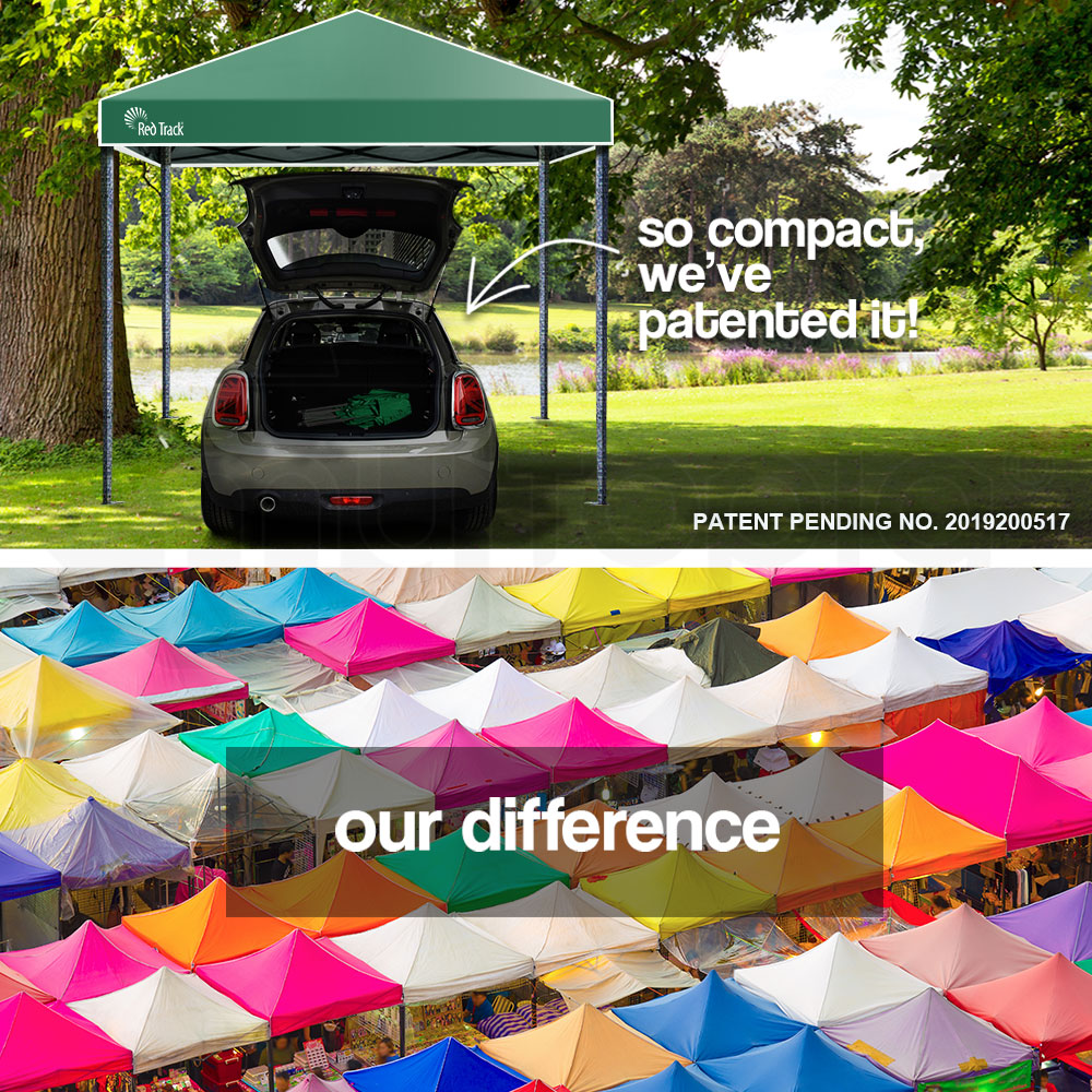 Red Track 3x3m Folding Gazebo Shade Outdoor Pop-Up Green Foldable Marquee-Gazebos-PEROZ Accessories