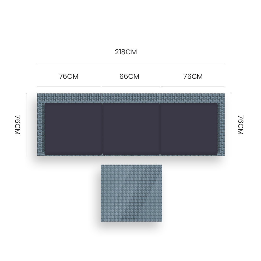 LONDON RATTAN 4 Piece 3 Seater Modular Outdoor Lounge Setting incl. Coffee Table, Grey-Furniture > Outdoor > Outdoor Sofas & Lounge Sets-PEROZ Accessories