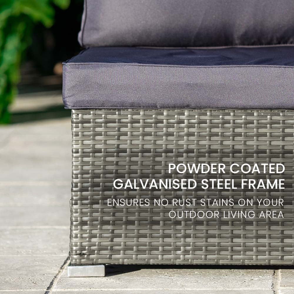 LONDON RATTAN 4 Piece 3 Seater Modular Outdoor Lounge Setting incl. Coffee Table, Grey-Furniture > Outdoor > Outdoor Sofas & Lounge Sets-PEROZ Accessories