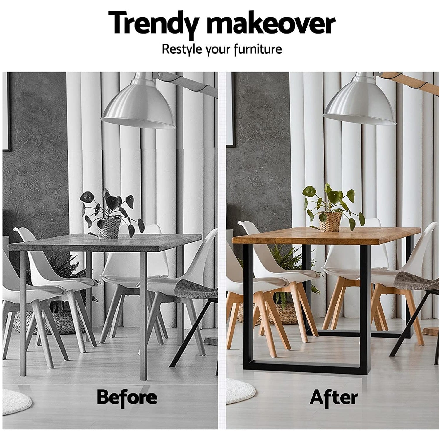 EKKIO 2x Rectangle Iron Table Legs 71cm(H) x 65cm(L) - (Black)-Furniture > Living Room-PEROZ Accessories