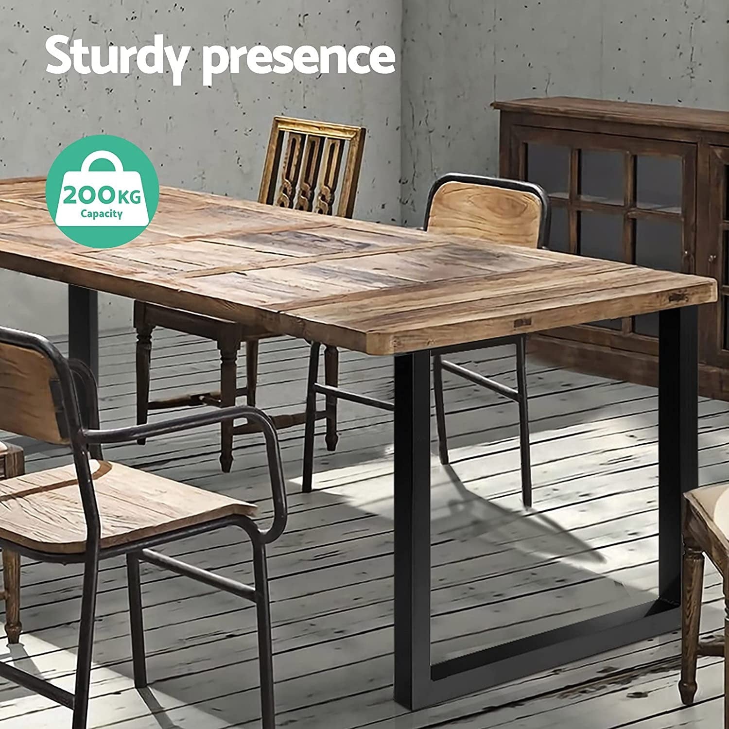 EKKIO 2x Rectangle Iron Table Legs 71cm(H) x 65cm(L) - (Black)-Furniture > Living Room-PEROZ Accessories