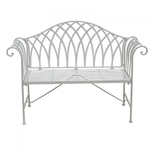White Lavinia Iron Outdoor Bench-Furniture > Outdoor > Outdoor Benches-PEROZ Accessories